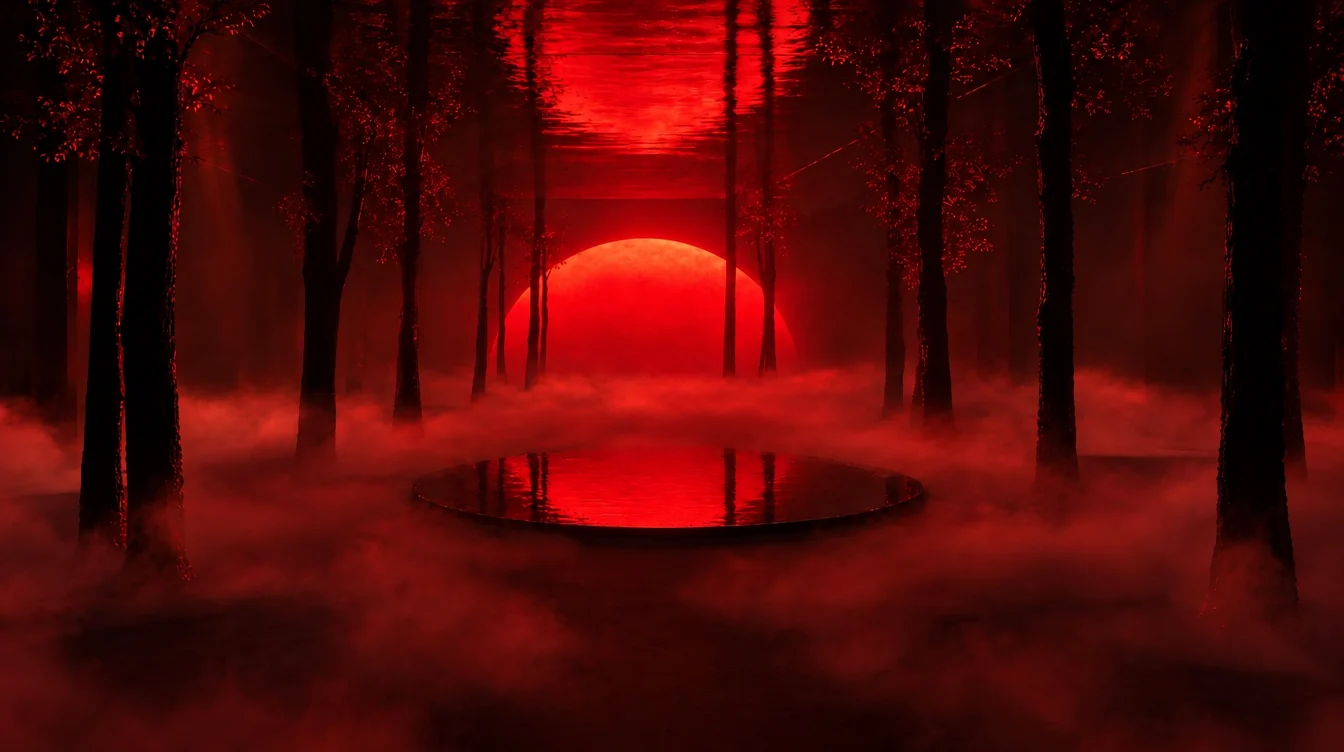 Sol rojo reflejado en el agua